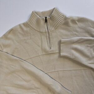 Pendleton Men's Quarter Zip Classic Knit Pullover Cotton Cream‎ Ivory Size Large